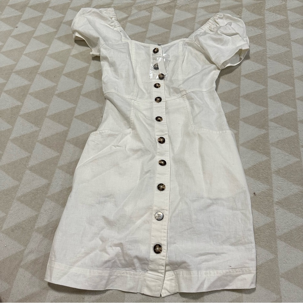 Madewell linen cotton puff sleeve mini dress lighthouse - Picture 4 of 4